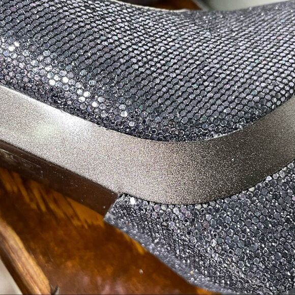 Promise Stiletto Platform Glitter Sparkly Steel Gray / Pewter High Heels Size 9 - Picture 15 of 15